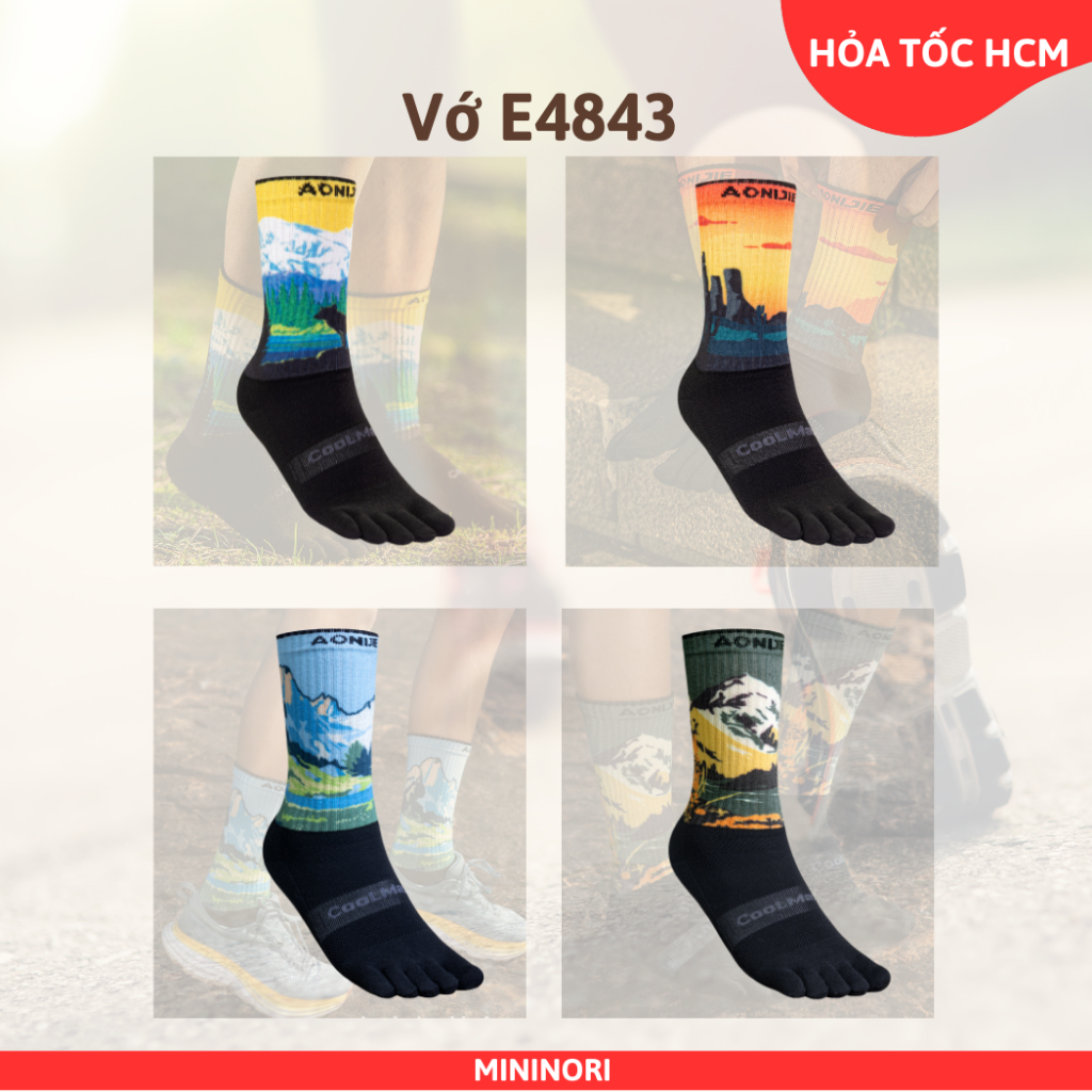 Vớ thể thao Xỏ Ngón Aonijie E4843 Cổ Cao Coolmax ThoángKhí Mềm Mại Nén Đàn Hồi Mininori Store