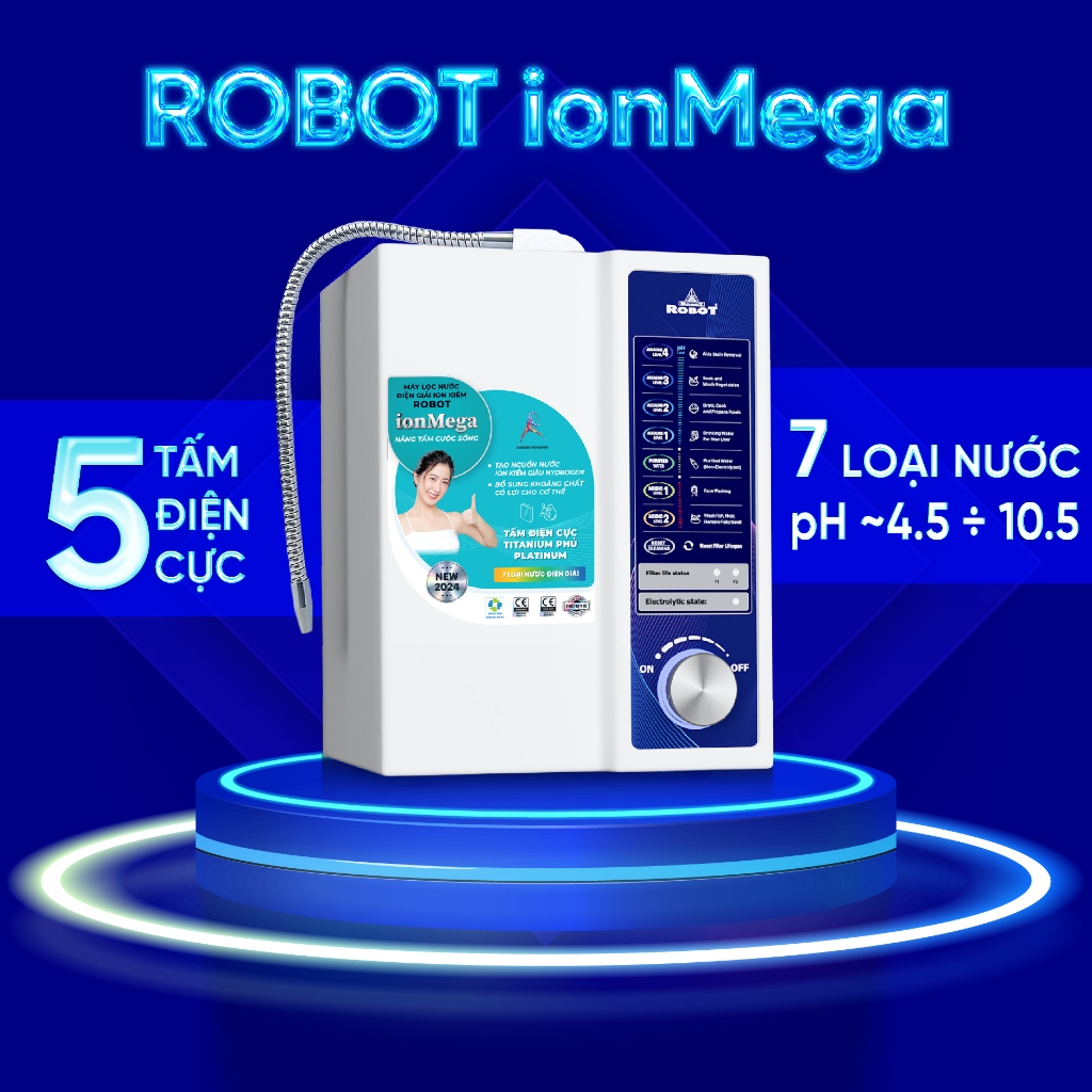 [Miễn Phí Lắp Đặt - Máy Mới 100%]  Máy Lọc Nước Điện Giải Ion Kiềm ROBOT ionMega 57