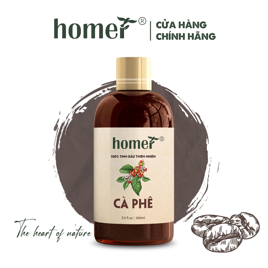 Tinh dầu Cà Phê Việt Homer 20ml/100ml - Coffee Essential Oil - đạt chuẩn chất lượng kiểm định