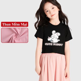 Áo Thun Croptop Tay Ngắn Bé Gái Kookoo In Hinh Thỏ Cute, Áo Croptop Ngắn Tay Cho Bé Gái