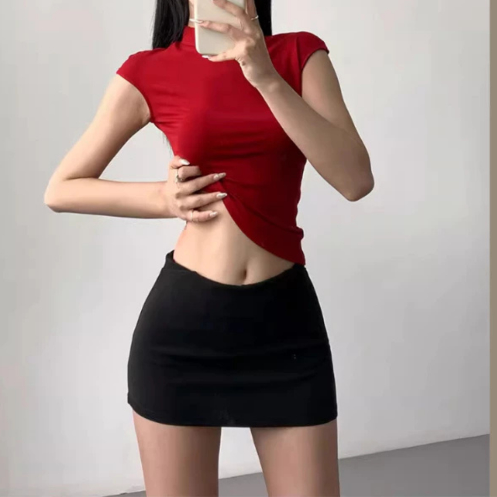 Chân váy ngắn chữ A, chân váy trơn dáng ngắn form chữ A basic | BigBuy360 - bigbuy360.vn
