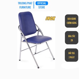 Ghế gấp văn phòng Trường Phát G04 INOX màu XANH, Ghế xếp lưng cao có đệm đa tiện ích