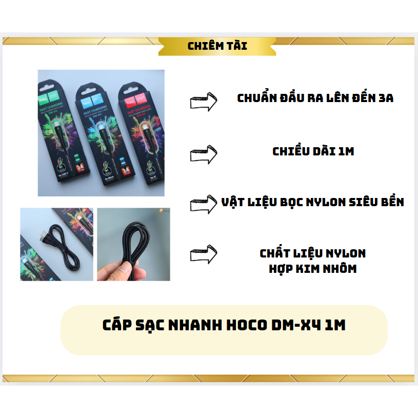 Cáp sạc nhanh Hoco DM-X4 1m