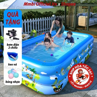 Hồ bơi bơm hơi cho bé siêu bền đẹp, dày dặn, 3 tầng gấp gọn, đáy chống trơn an toàn, lỗi 1 đổi 1.