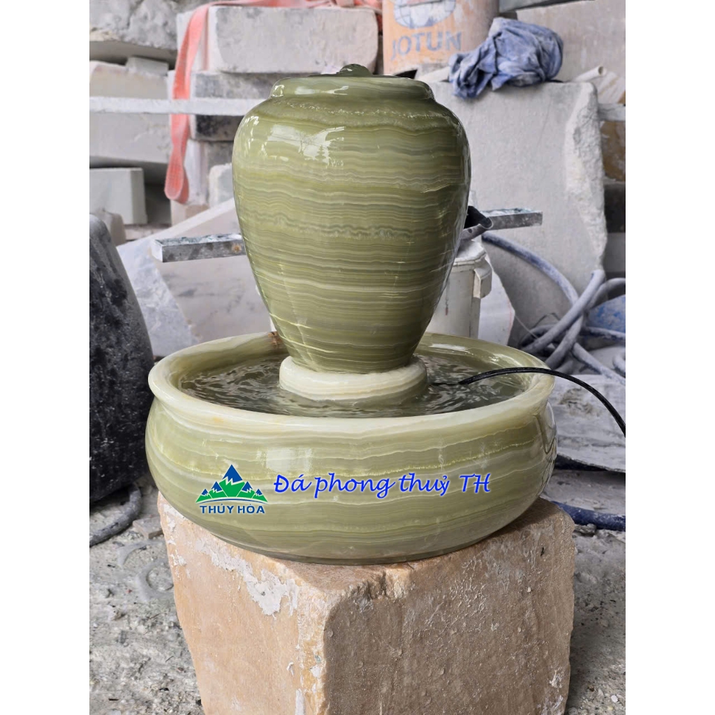 Thạch Thủy Bình phong thủy đá ngọc onyx trang trí nhà, sân vườn, hồ cá - Cao 35cm