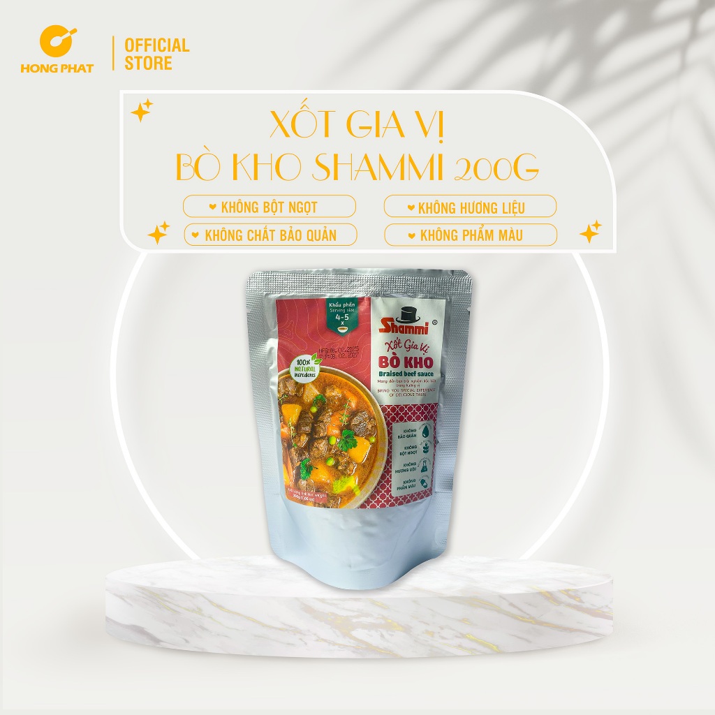Xốt gia vị bò kho Shammi 200g, xốt bò kho, xốt nấu bò kho đơn giản