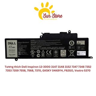 Linh Kiện Laptop Pin laptop Dell Inspiron 13 7370 7373 7386 5370, Vostro 5370 INSPIRON 7370 F62G0 3 CELL BH12T