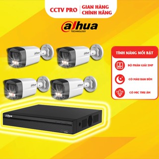 Bộ Camera Giám Sát IP POE 4 Kênh DAHUA 2MP Có Màu Ban Đêm, Mic Thu Âm