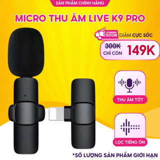 Mic thu âm không dây cài áo K9 Pro khử tiếng ồn dùng livetream ghi âm quay video đàm thoại