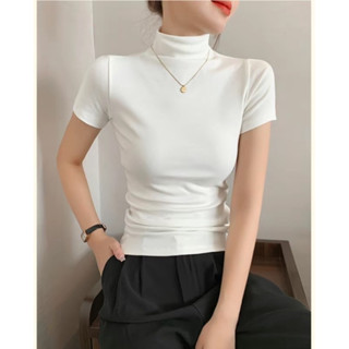 Áo thun cổ lọ ngắn tay, áo cổ cao có tay chất thun tăm nhí co giãn 4 chiều mềm mịn, thoáng mát - ThanhClassic