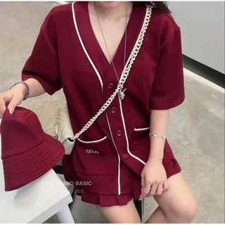 Set bộ chất tơ thô thêu viền hoa xinh mát
