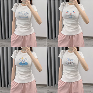  Áo Thun Nữ hình cinnamoroll  Form Ôm Body Áo Baby Tee Chất Tăm Cotton Co Giãn Dầy Dặn Mềm Mại Vải Siêu Mát ba 