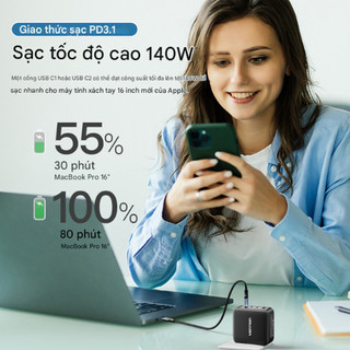Sạc VENTION 140W (Tặng cáp 240W) [Chính hãng, bảo hành 1 năm]