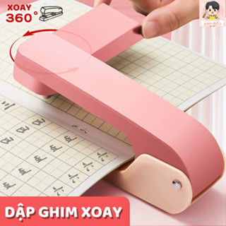 Dập Ghim, Ghim Bấm Xoay Chiều 360 Độ Dành Cho Học Sinh Văn Phòng Tiện Lợi, Màu Pastel Cute Tươi Sáng