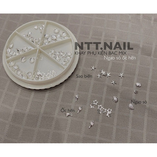 Khay phụ kiện bạc(ngao ,sò, ốc ,hến,sao biển) trang trí nail