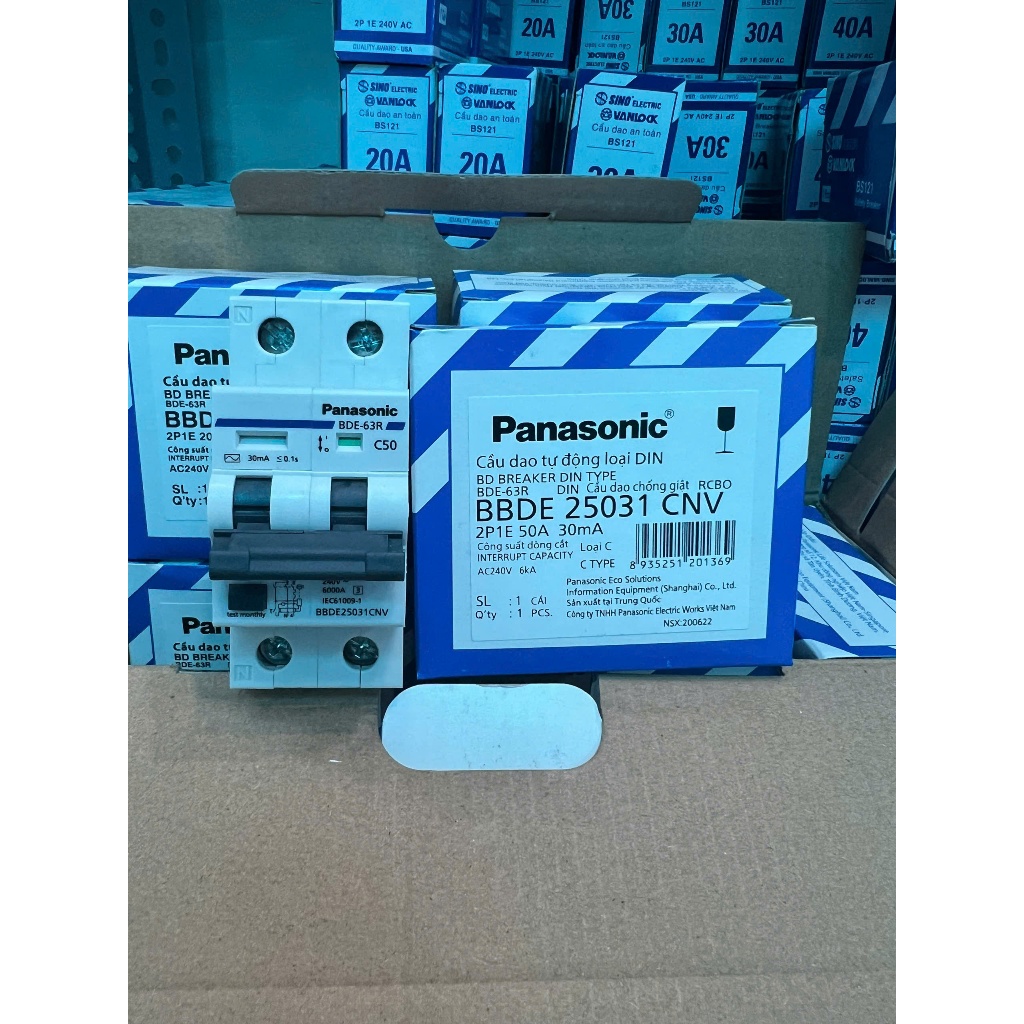 (Panasonic) Cầu dao CB chống giật 2P 2 pha 2 tép 20A 25A 32A 40A 50A 63A Panasonic Chính hãng