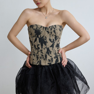 Áo Corset nữ cúp ngực Chặt Chém Corset dáng ôm có dây buộc phía sau, khóa kéo bên sườn - oula studios