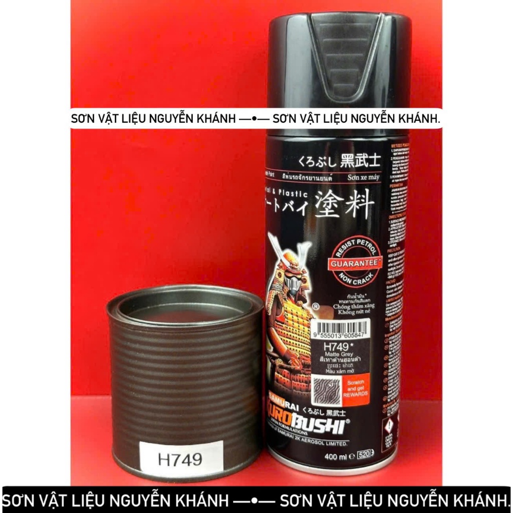 H749-sơn xịt samurai màu xám mờ (matte grey)