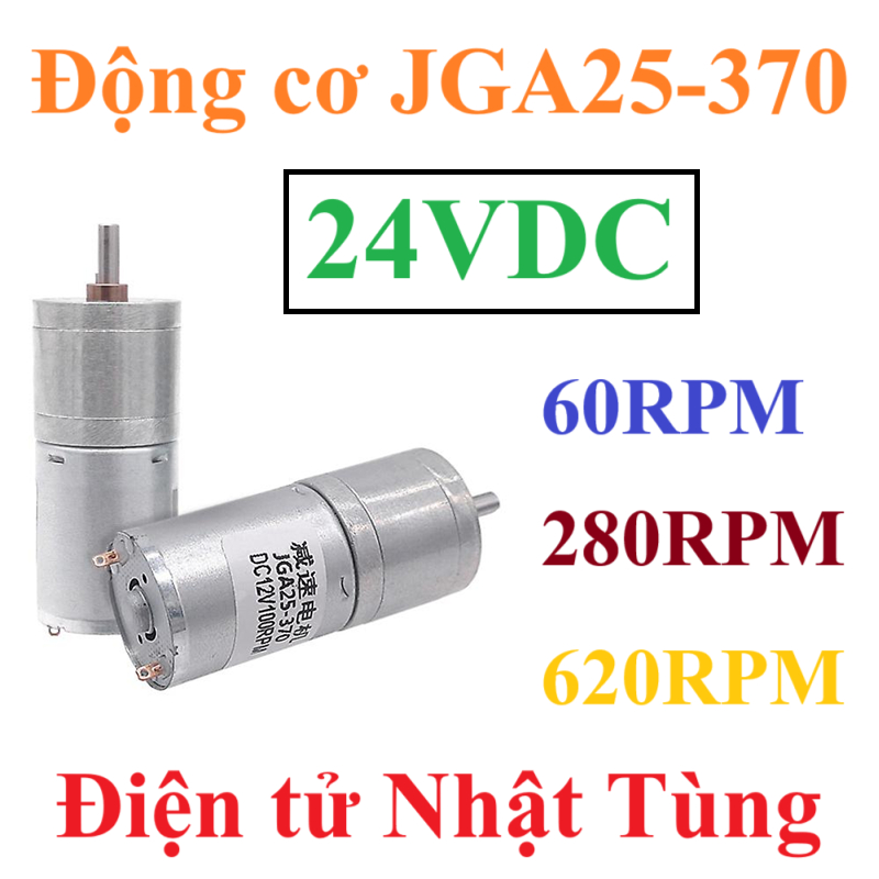 Động cơ DC JGA25-370 điện áp 24V tốc độ 60RPM / 280RPM / 620RPM - động cơ giảm tốc