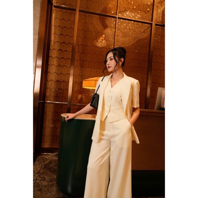 Set Áo Vest Quần Ống Suông Công Sở Nữ MY WAY Ngắn Tay Sang Trọng Qúy Phái 5MVB13119 - 5MJLB619 - 1MQB01573 - BE0