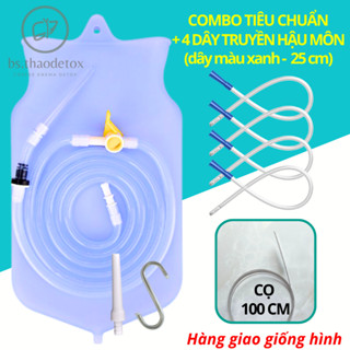 [COMBO] Bộ Túi Truyền Silicone 2000mL + 1 Cọ rửa ống 100cm Thải Độc Cafe, Súc Rửa Ruột Đại Tràng, Coffee Enema, Gerson