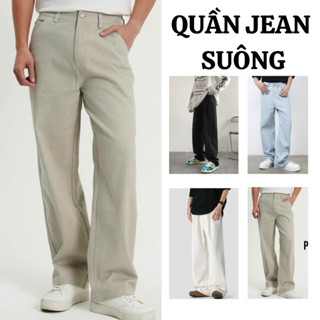 Quần jean nam Trơn dáng SUÔNG màu XANH NHẠT form SUÔNG dáng đứng CẠP CAO FABUMAN chất jean dày dặn BIGSIZE
