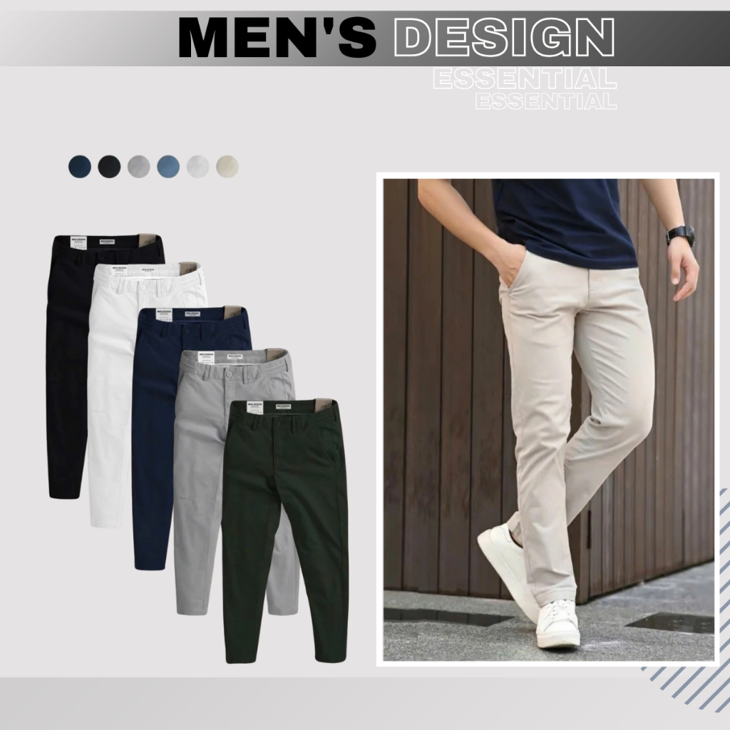  Quần Dài Kaki Nam MEN DESIGN Cao Cấp Cạp Chun Có Co Giãn 6 Màu Quần Ống Suông Quần Công Sở. 