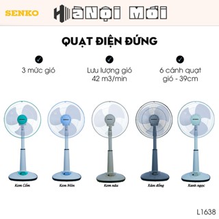  Quạt Lửng Senko L1638 Chính Hãng  Màu Ngẫu Nhiên  - Quạt Điện Đứng Senko L1638 3 Tốc Độ Gió An Toàn Cho Gia Đình 