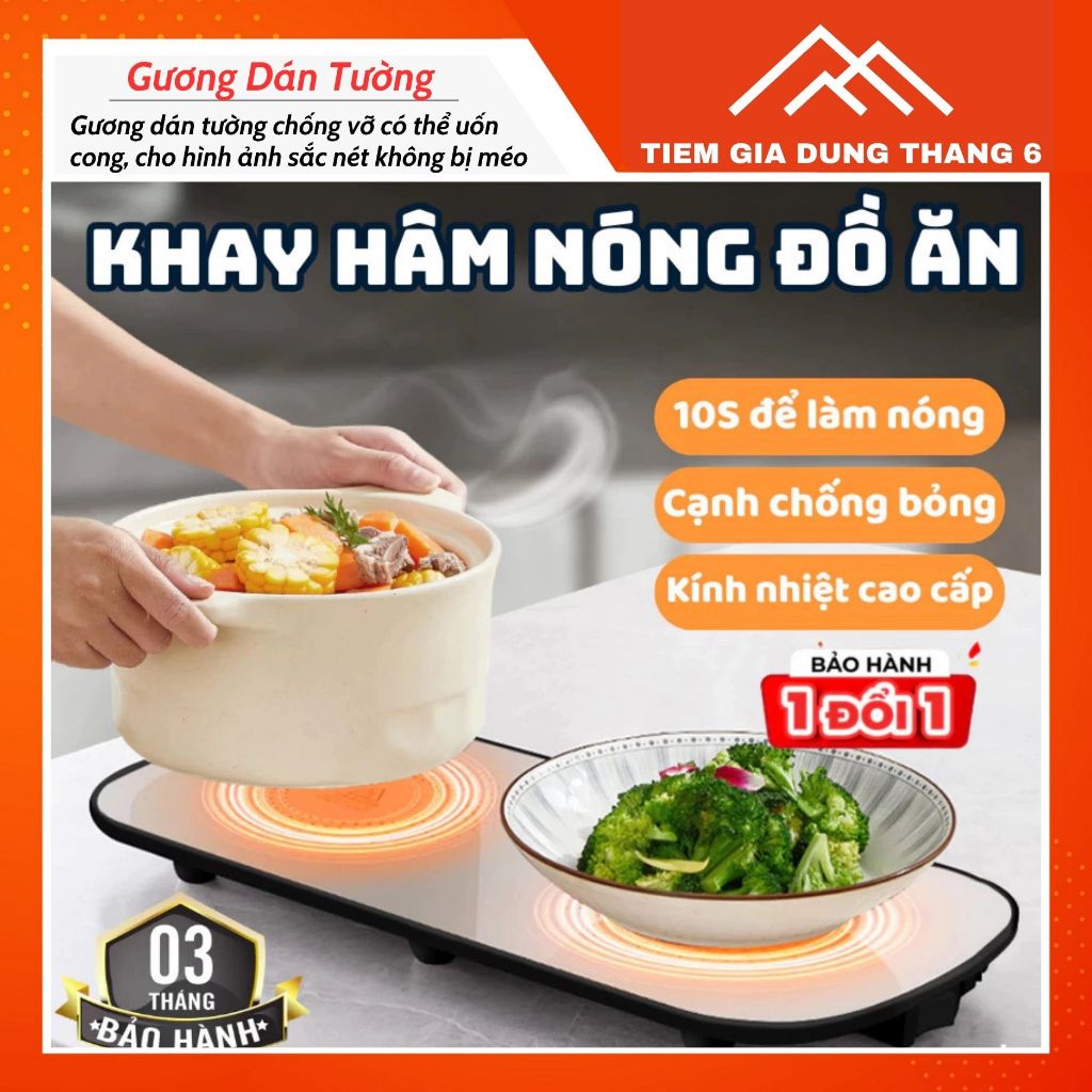 Khay Hâm Nóng Thức Ăn , Đế Hâm Nóng Đồ Uống Đa Năng Tiện Lợi - Mặt Kính Cường Lực Chắc Chắn - 25 June Decor