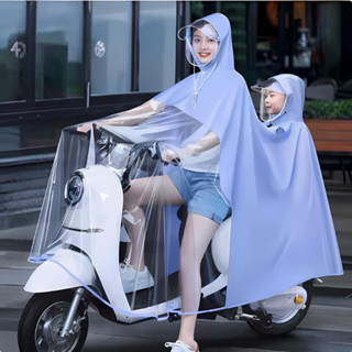 Áo mưa nửa trước trong suốt kèm kính chắn mưa cho mẹ và bé tà áo siêu rộng che phủ toàn thân ( didooglt )