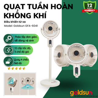 Quạt Tuần Hoàn Không Khí Goldsun Gfa-6041, Quạt Điện Đứng Có Điều Khiển, 12 Cấp Tốc Độ, Phân Phối Không Khí Mát Đều Đặn