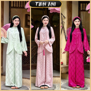  Đồ lam cho nữ lụa gấm vạt hò TINH NHI sang trọng và thoải mái PP286 