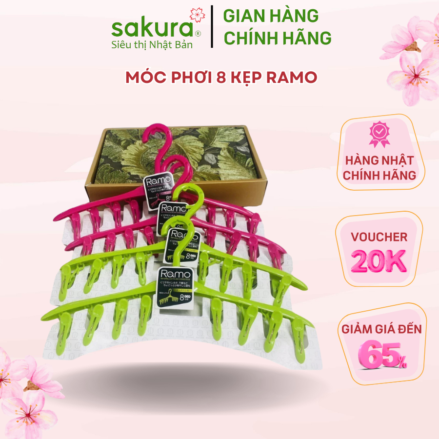 Móc phơi 8 kẹp Ramo - Made in Japan