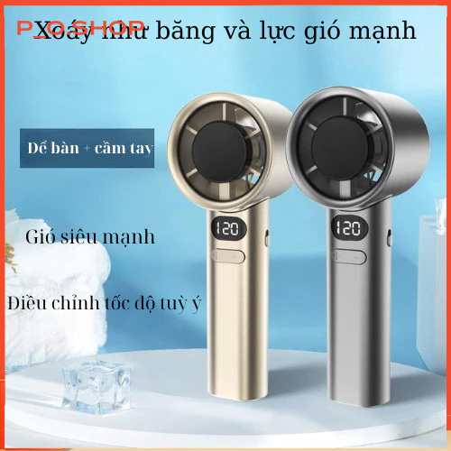 【🔥Rẻ】Quạt cầm tay tốc độ cao turbo 120 cấp độ gió quạt mini gió mạnh, dung lượng pin lớn có màn hình