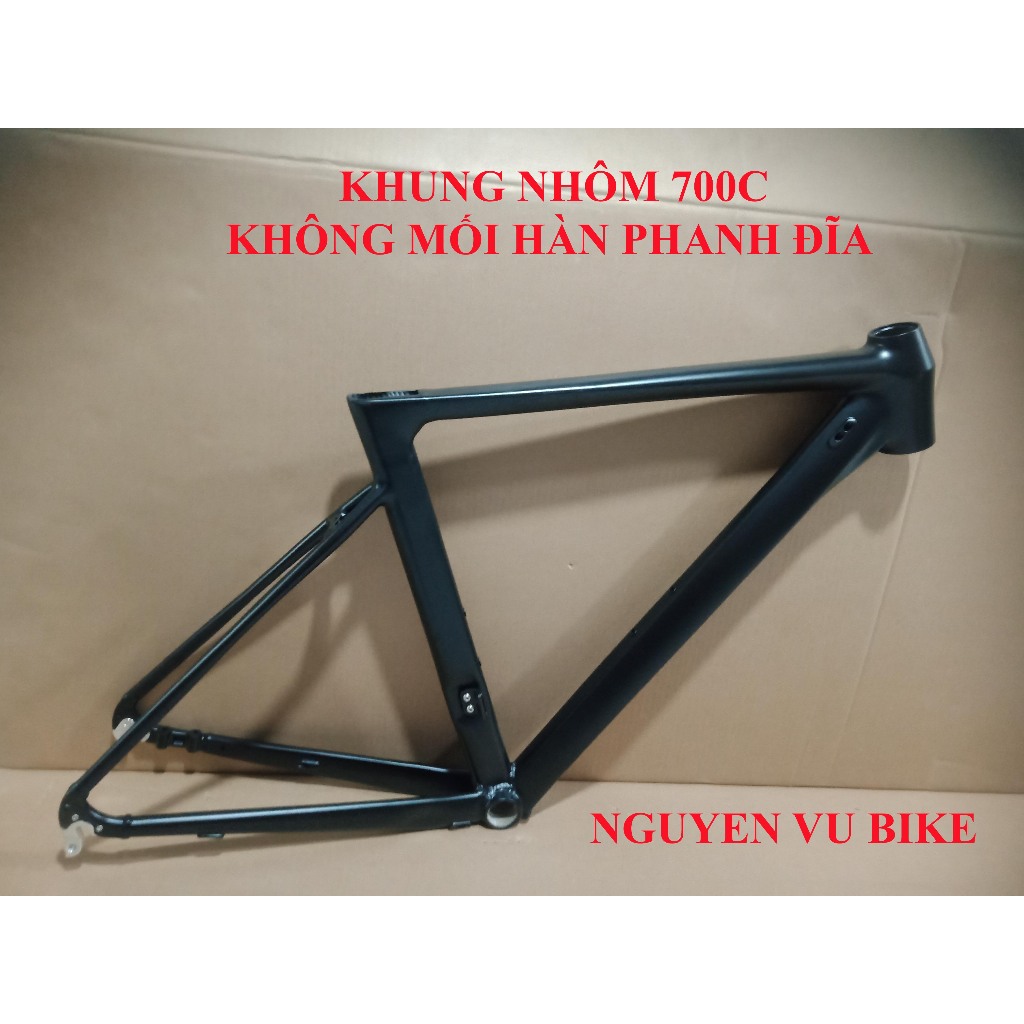 Khung xe đạp nhôm. Sườn nhôm xe đạp Đua không mối hàn dây cáp đi âm khung.Khung nhôm 700c