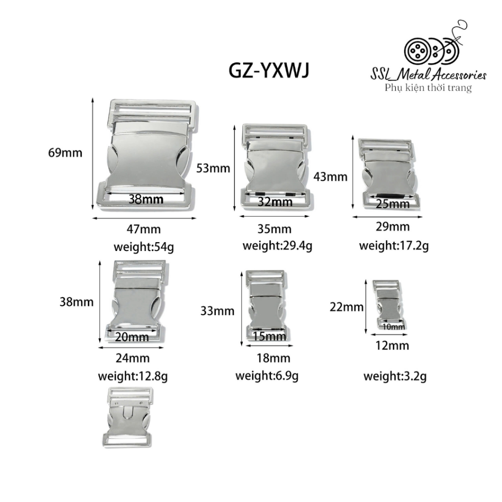 (2 cái) Khóa cài tháo gỡ nhanh bằng kim loại cao cấp phù hợp cho cặp, túi xách, balo,.GZ-YXWJ  #ssl_accessories