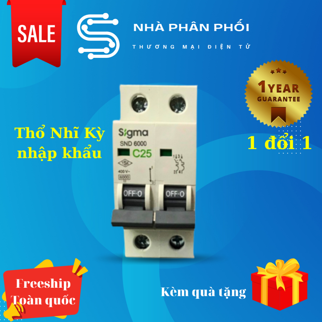 [Nhập khẩu] Aptomat AC Sigma Thổ Nhĩ Kì chính hãng CB 25A, 32A, 63A