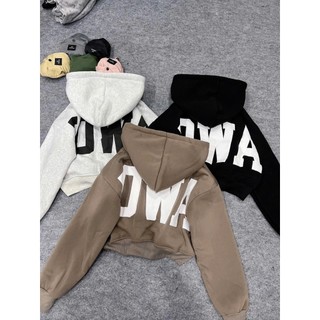 Áo Khoác Nỉ Nữ Croptop Nữ Có Túi Trong Họa Tiết In NOWA Chất Nỉ Dày Mịn Tôn Dáng