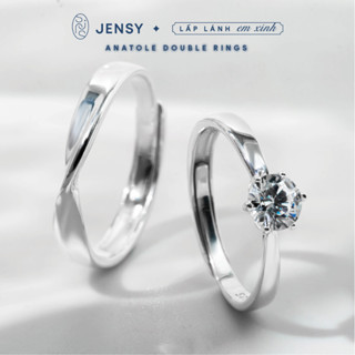 Nhẫn Đôi Bạc JENSY Gắn Đá Cao Cấp "Anatole" NDARJ8456. Nhẫn Đôi Bạc 925 Nam Nữ