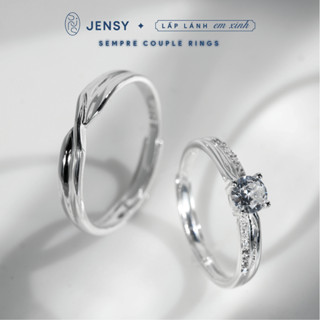 Nhẫn Đôi Bạc S925 Cao Cấp JENSY Gắn Đá "Sempre Couple Rings" NDARJ8463. Nhẫn Cặp Tình Yêu Nam Nữ