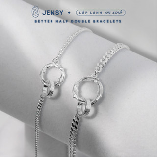 Lắc Tay Đôi Bạc S925 CAO CẤP JENSY "Better Half" LTDJ1. Vòng Tay Đôi Bạc Nam Nữ Tình Yêu