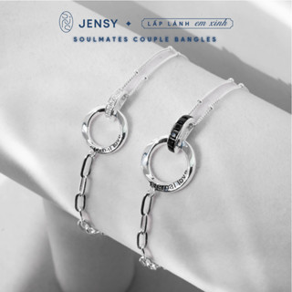 Lắc Tay Đôi Bạc S925 Cao Cấp JENSY "Soulmates" LTDJ3, Vòng Tay Cặp Đôi Bạc Nam Nữ Tình Yêu