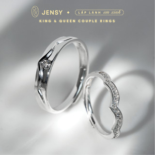 Nhẫn Đôi Bạc S925 Cao Cấp JENSY "KING & QUEEN" NDARJ4761. Nhẫn Đôi Bạc 925 Nam Nữ