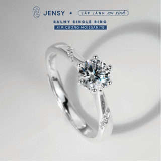Nhẫn Bạc Gắn Kim Cương Moissanite 5 Ly JENSY Xi Bạch Kim, Kiểm Định GRA "Balmy" NLJC5. Nhẫn Bạc Nữ