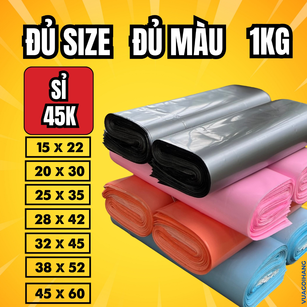 XẢ LỖ 1kg Túi Gói Hàng Niêm Phong đủ size, nhiều màu, không mùi, giá rẻ, chất lượng dẻo dai - Tuigoihanghcm_88
