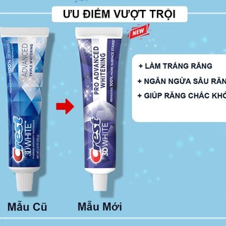 Kem Đánh Răng Trắng Sáng Crest 3D White Pro Advanced Whitening 147g