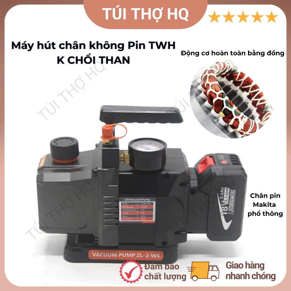 Máy hút chân không pin TWH không chổi than 1 cấp và 2 cấp hàng đài loan chân pin makita phổ thông