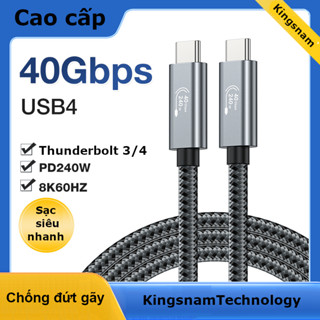 Cáp Thunderbolt 1-2 mét Type C to C chuẩn USB4 40Gbps-Xuất Hình 8K-Sạc Nhanh 240W-tương thích TB 3/4-Bọc Dù Siêu Bền