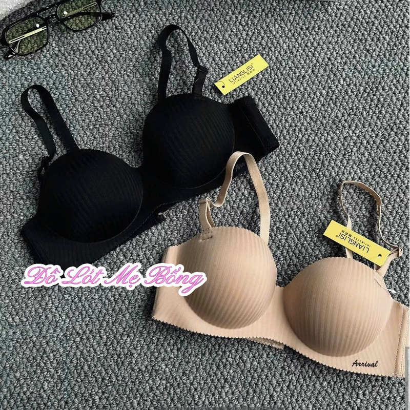 Áo Lót Nâng Ngực Không Gọng Đệm Vừa Cup Ngang Vân Dọc Có Viền Chống Tụt 2288