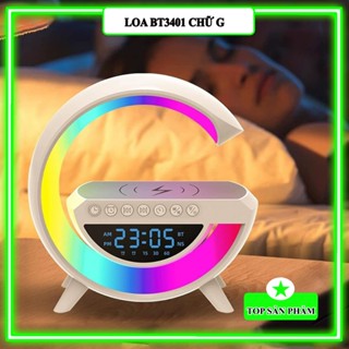 Loa bluetooth thông minh chữ G BT 3401, âm bass mạnh, tích hợp sạc không dây 15w , đồng hồ, đèn ngủ